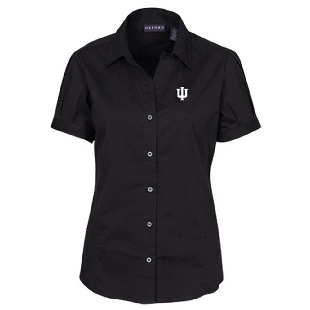 NEW Oxford Women's NCAA IU Indiana Hoosiers Solid Cap Sleeve Black Blouse Sz. 1X